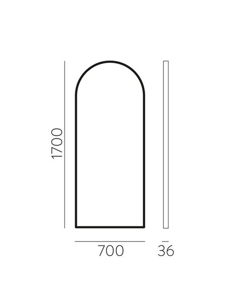 Espelho de corpo inteiro apagado com moldura em arco GIORGIA 170cmx70cm Preto