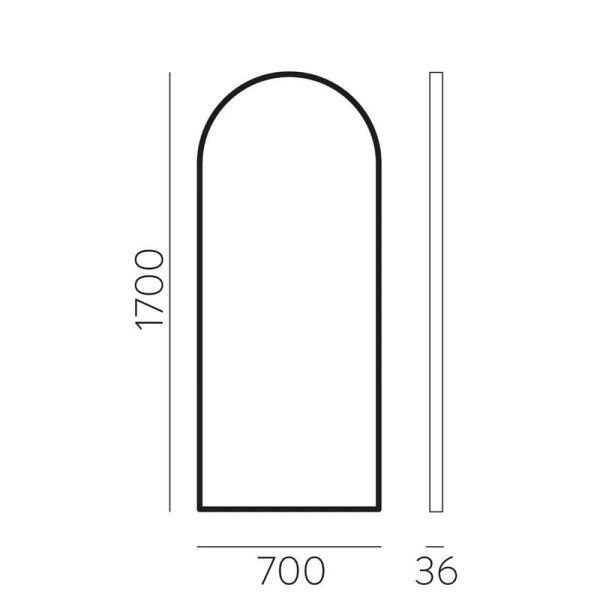 Espelho de corpo inteiro apagado com moldura em arco GIORGIA 170cmx70cm Preto