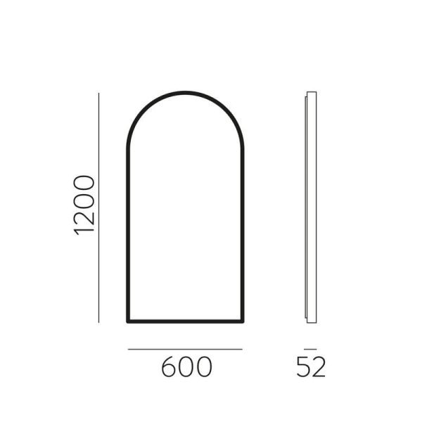 Espejo con luz LED 58W 3000K 3940lm GIORGIA, con marco en forma de arco 120cmx60cm Negro