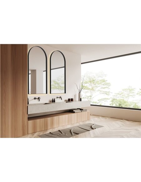 Espelho com luz LED 58W 3000K 3940lm GIORGIA, com moldura em arco 120cmx60cm Preto