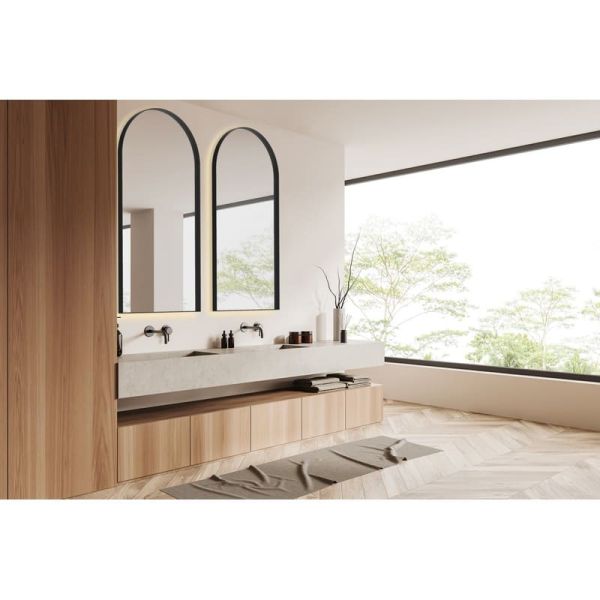 Miroir avec lumière LED 58W 3000K 3940lm GIORGIA, avec cadre en forme d'arc 120cmx60cm Noir
