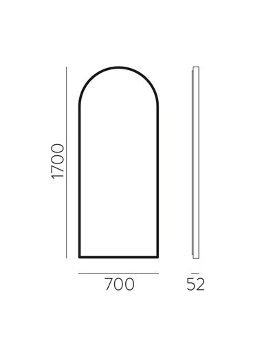 Espelho com luz LED de corpo inteiro, em forma de arco 73W 3000K 4975lm GIORGIA 170cmx70cm Preto IP44