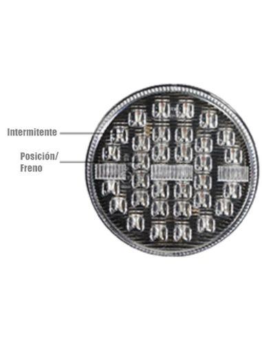 Piloto Trasero LED 3 Funciones Redondo 12V / 24V Tulipa Transparente 9Cm de diámetro