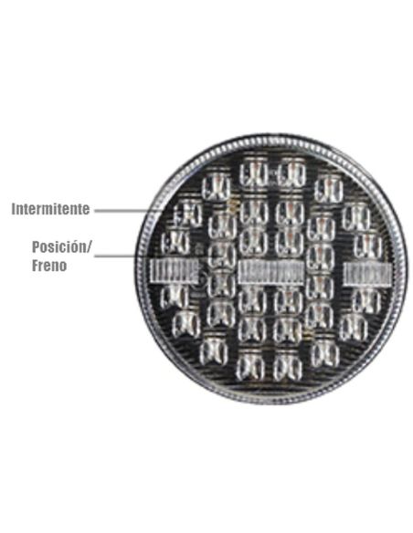 Piloto Trasero LED 3 Funciones Redondo 12V / 24V Tulipa Transparente 9Cm de diámetro