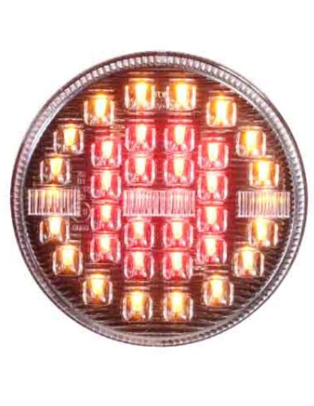 Piloto Trasero LED 3 Funciones Redondo 12V / 24V Tulipa Transparente 9Cm de diámetro