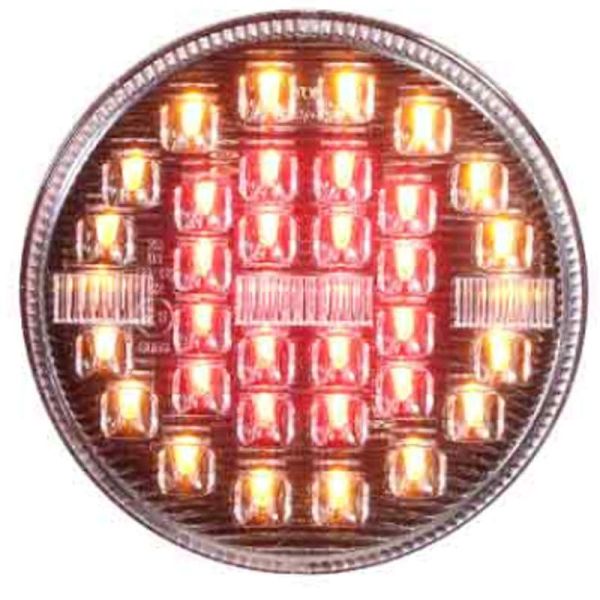 Piloto Trasero LED 3 Funciones Redondo 12V / 24V Tulipa Transparente 9Cm de diámetro