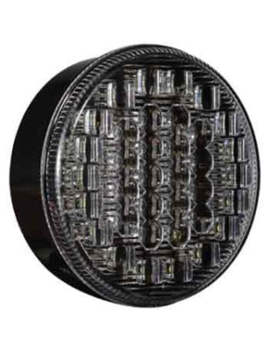 Piloto Trasero LED con Niebla y Marcha Atrás Redondo 12V / 24V Tulipa Transparente 9Cm de diámetro