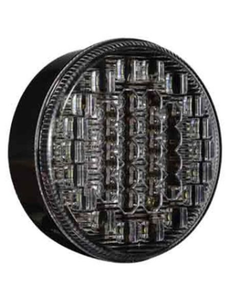 Lanterna Traseira LED com Neblina e Reversa Abajur Transparente Redondo 12V / 24V 9Cm de diâmetro