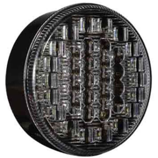 Piloto Trasero LED con Niebla y Marcha Atrás Redondo 12V / 24V Tulipa Transparente 9Cm de diámetro