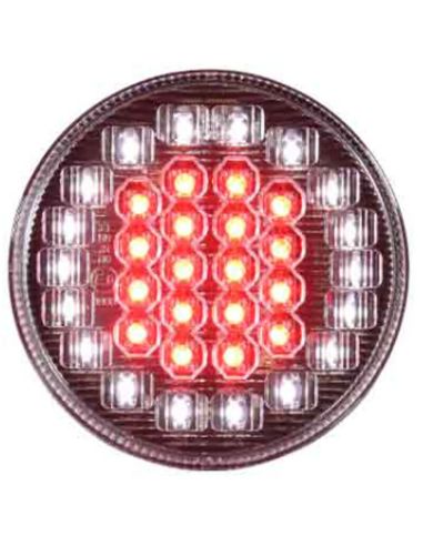 Piloto Trasero LED con Niebla y Marcha Atrás Redondo 12V / 24V Tulipa Transparente 9Cm de diámetro