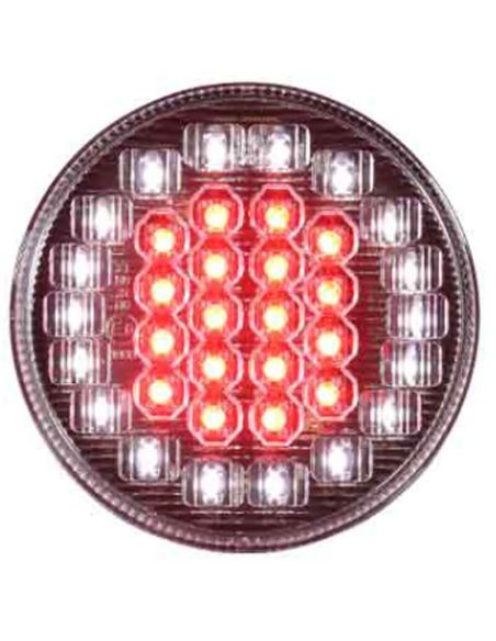 Lanterna Traseira LED com Neblina e Reversa Abajur Transparente Redondo 12V / 24V 9Cm de diâmetro