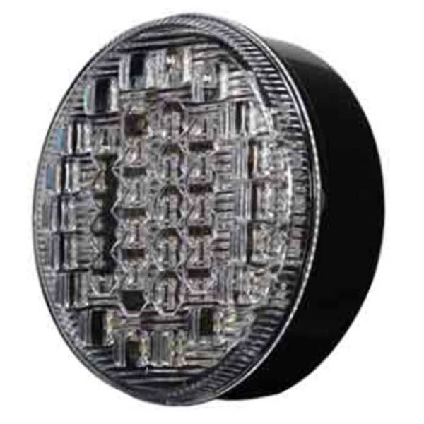 Piloto Trasero LED con Niebla y Marcha Atrás Redondo 12V / 24V Tulipa Transparente 9Cm de diámetro
