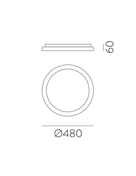 Plafonnier LED GRACE Ø48cm Blanc Texturé/Noir, 40W 3450lm, Interrupteur à Glissière 2700K-3000K, Avec/Sans Casambi