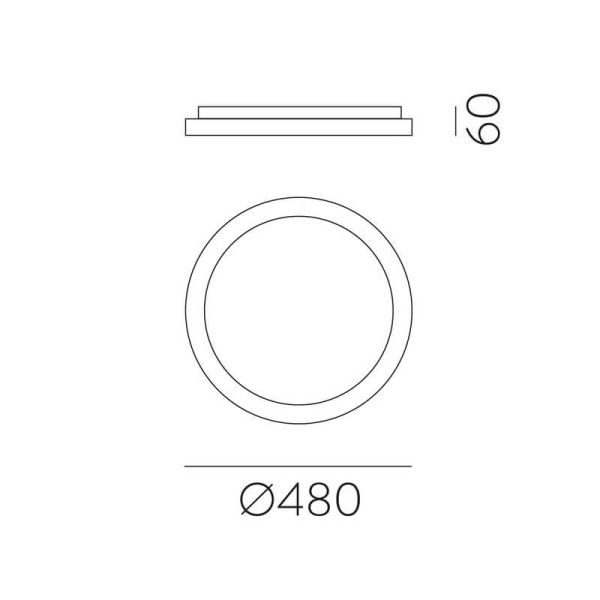 Plafon LED GRACE Ø48cm Texturizado Branco/Preto, 40W 3450lm, Interruptor Deslizante 2700K-3000K, Com/Sem Casambi