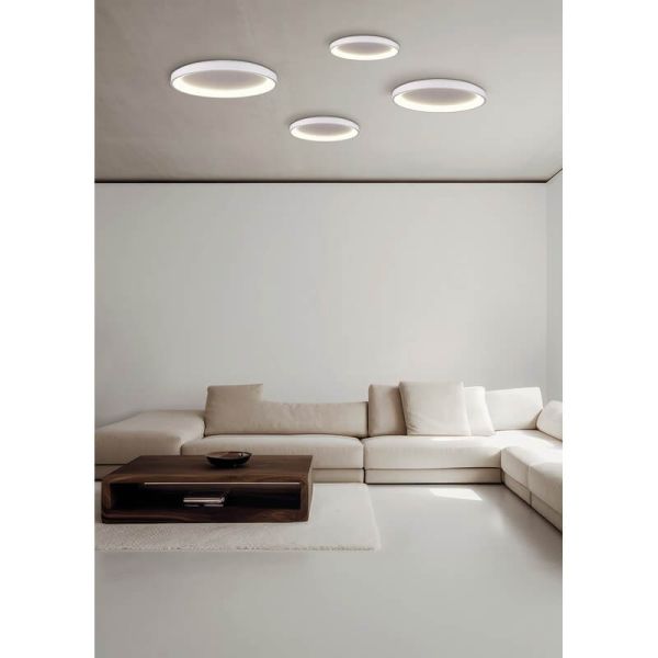 Plafonnier LED GRACE Ø48cm Blanc Texturé/Noir, 40W 3450lm, Interrupteur à Glissière 2700K-3000K, Avec/Sans Casambi