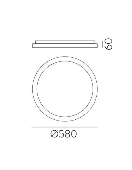 Plafonnier LED GRACE Ø58cm Blanc Texturé/Noir, 50W 4250lm, Interrupteur à Glissière 2700K-3000K, Avec/Sans Casambi