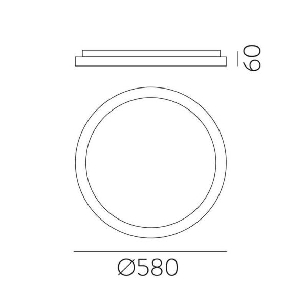 Plafonnier LED GRACE Ø58cm Blanc Texturé/Noir, 50W 4250lm, Interrupteur à Glissière 2700K-3000K, Avec/Sans Casambi