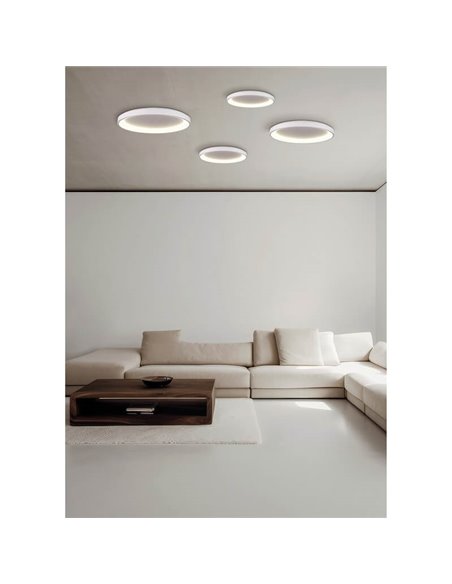 Plafón de Techo LED GRACE Ø58cm Blanco/Negro texturado, 50W 4250lm, 2700K-3000K Interruptor deslizante, Con/Sin Casambi