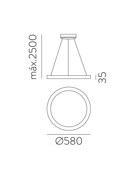 Lámpara de Techo Colgante LED GRACE Ø58 Blanco/Negro texturado, LED 50W 4000K 4250lm Con/Sin Casambi