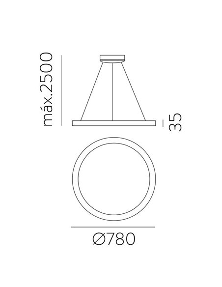 GRACE Grande Suspension LED Ø78 Blanc Texturé/Noir, LED 80W 4000K 6800lm Avec/Sans Casambi