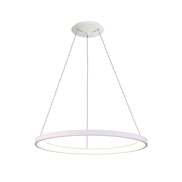 GRACE Grande Suspension LED Dimmable Ø78 Blanc Texturé/Noir, LED 80W 6800lm 2700K-3000K avec Interrupteur à Glissière