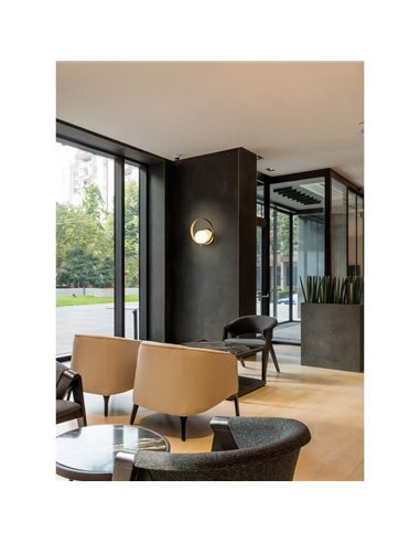 HALO Applique Murale LED Ronde Technique Or/Noir - Opale, LED 5W 370lm, Kelvin 2700K-3000K avec Interrupteur à Glissière