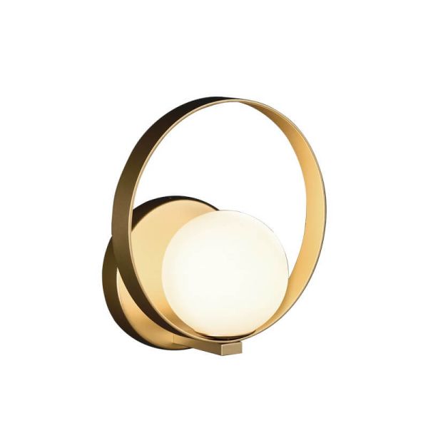 HALO Applique Murale LED Ronde Technique Or/Noir - Opale, LED 5W 370lm, Kelvin 2700K-3000K avec Interrupteur à Glissière