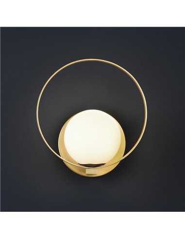 Aplique LED redondo HALO técnico dourado/preto - opala, LED 5W 370lm, Kelvin 2700K-3000K com interruptor deslizante