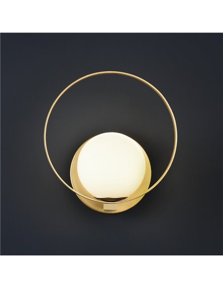 Aplique LED redondo HALO técnico dourado/preto - opala, LED 5W 370lm, Kelvin 2700K-3000K com interruptor deslizante