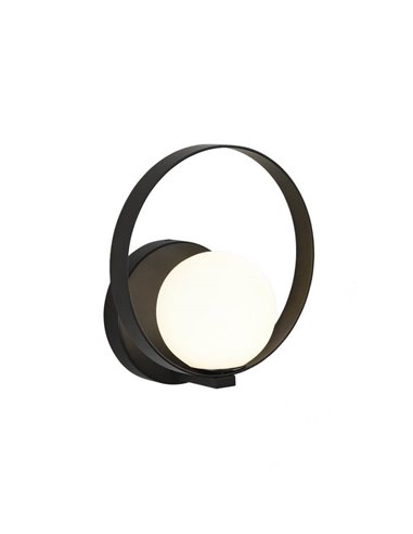 HALO Applique Murale LED Ronde Technique Or/Noir - Opale, LED 5W 370lm, Kelvin 2700K-3000K avec Interrupteur à Glissière