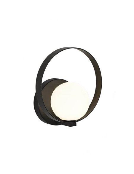 Aplique de pared LED redondo HALO Oro Técnico/Negro - Opal, LED 5W 370lm, Kelvin 2700K-3000K con Interruptor deslizante