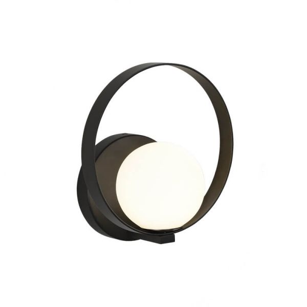 HALO Applique Murale LED Ronde Technique Or/Noir - Opale, LED 5W 370lm, Kelvin 2700K-3000K avec Interrupteur à Glissière