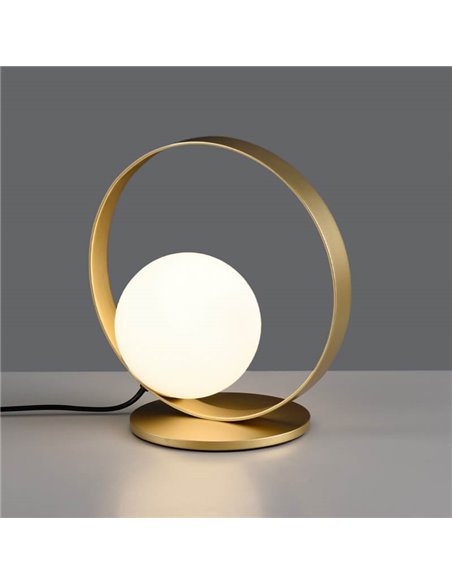 Lámpara de Sobremesa LED redonda HALO Oro Técnico/Negro - Opal, LED 5W 370lm, 2700K-3000K con Interruptor deslizante