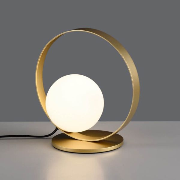 Lámpara de Sobremesa LED redonda HALO Oro Técnico/Negro - Opal, LED 5W 370lm, 2700K-3000K con Interruptor deslizante