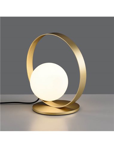 Lámpara de Sobremesa LED redonda HALO Oro Técnico/Negro - Opal, LED 5W 370lm, 2700K-3000K con Interruptor deslizante