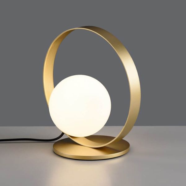 Lámpara de Sobremesa LED redonda HALO Oro Técnico/Negro - Opal, LED 5W 370lm, 2700K-3000K con Interruptor deslizante