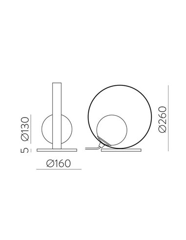 Lámpara de Sobremesa LED redonda HALO Oro Técnico/Negro - Opal, LED 5W 370lm, 2700K-3000K con Interruptor deslizante