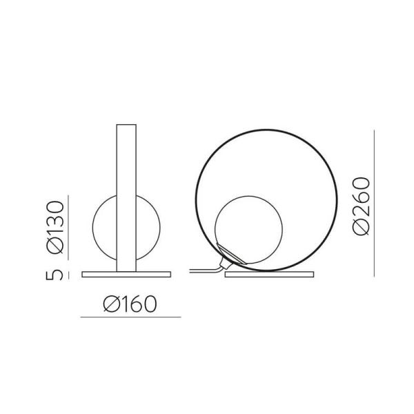 Lámpara de Sobremesa LED redonda HALO Oro Técnico/Negro - Opal, LED 5W 370lm, 2700K-3000K con Interruptor deslizante