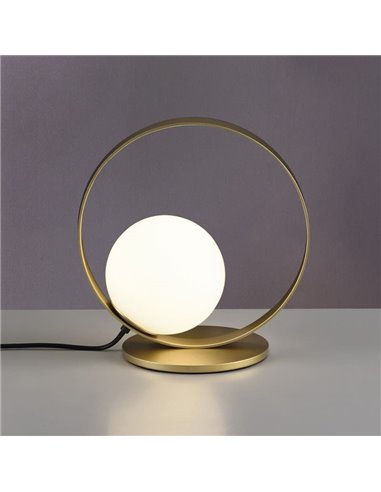 HALO Lampe de Table LED Ronde Technique Or/Noir - Opale, LED 5W 370lm, 2700K-3000K avec interrupteur à glissière
