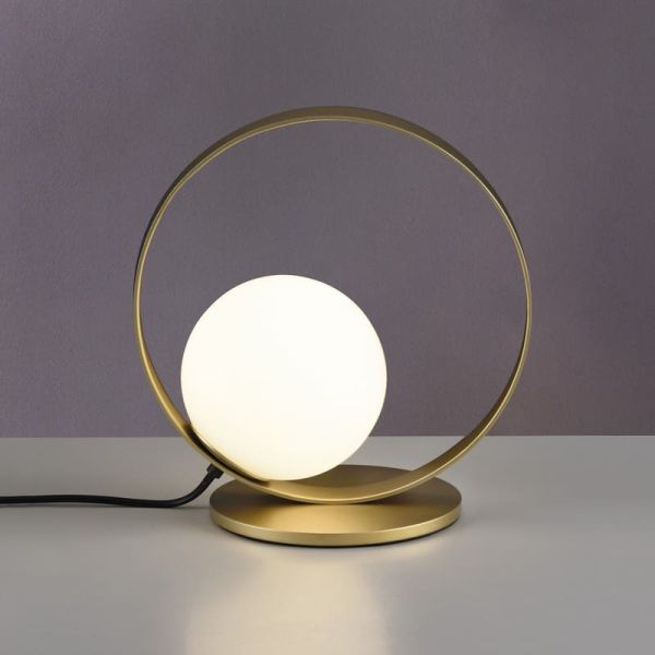 Lámpara de Sobremesa LED redonda HALO Oro Técnico/Negro - Opal, LED 5W 370lm, 2700K-3000K con Interruptor deslizante