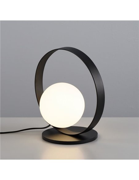 Candeeiro de mesa LED redondo HALO técnico ouro/preto - opala, LED 5W 370lm, 2700K-3000K com interruptor deslizante