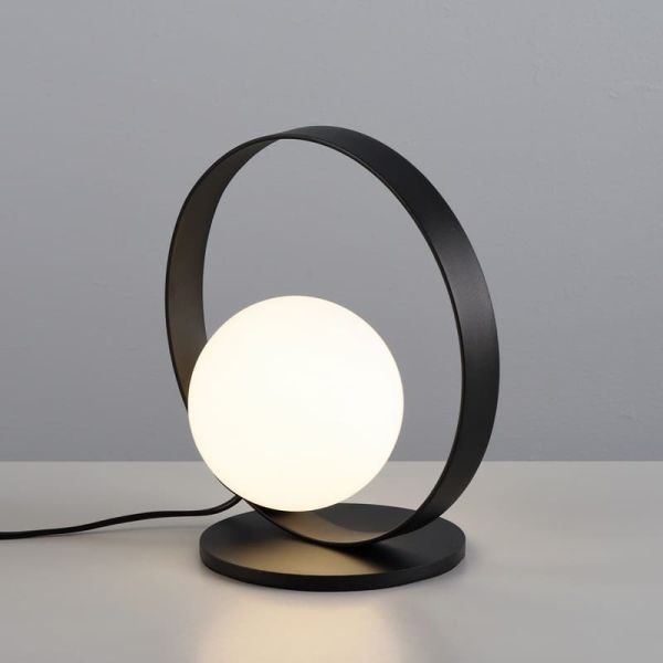 Candeeiro de mesa LED redondo HALO técnico ouro/preto - opala, LED 5W 370lm, 2700K-3000K com interruptor deslizante