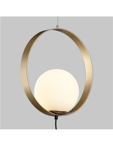 Lámpara de Techo Colgante LED HALO 1 Luz Oro Técnico/Negro - Opal, LED 5W 370lm, 2700K-3000K con Interruptor deslizante