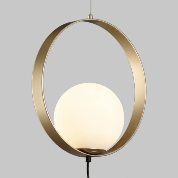 Plafonnier suspendu HALO LED 1 lumière technique or/noir - opale, LED 5W 370lm, 2700K-3000K avec interrupteur à glissière