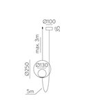 Lámpara de Techo Colgante LED HALO 1 Luz Oro Técnico/Negro - Opal, LED 5W 370lm, 2700K-3000K con Interruptor deslizante