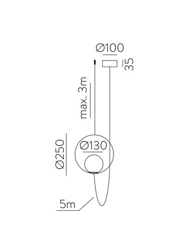 Lámpara de Techo Colgante LED HALO 1 Luz Oro Técnico/Negro - Opal, LED 5W 370lm, 2700K-3000K con Interruptor deslizante