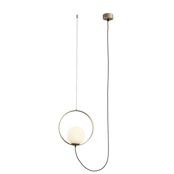 Lámpara de Techo Colgante LED HALO 1 Luz Oro Técnico/Negro - Opal, LED 5W 370lm, 2700K-3000K con Interruptor deslizante