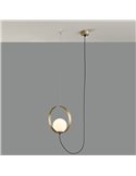 Lámpara de Techo Colgante LED HALO 1 Luz Oro Técnico/Negro - Opal, LED 5W 370lm, 2700K-3000K con Interruptor deslizante