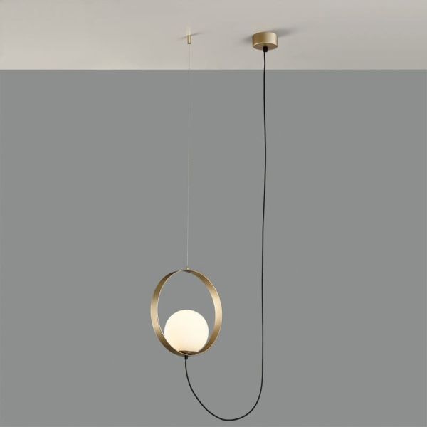 Lámpara de Techo Colgante LED HALO 1 Luz Oro Técnico/Negro - Opal, LED 5W 370lm, 2700K-3000K con Interruptor deslizante