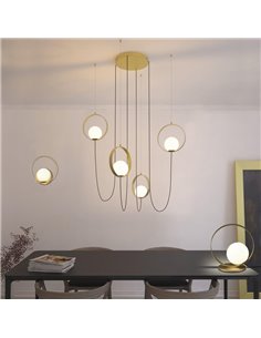 Lâmpada suspensa LED HALO 4 luzes técnica ouro/preto - opala, LED 4x5W 1480lm, 2700K-3000K com interruptor deslizante 2